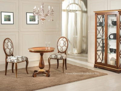 Olasz exkluzív asztal, szék, 2 ajtós vitrin, minőségi bútor