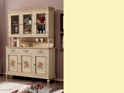olasz bútor, olasz tálalószekrény, festett tálalószekrény, virágos tálalószekrény
