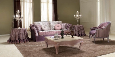 Olasz klasszikus ülőgarnitúra, kanapé, fotel, dohányzóasztal