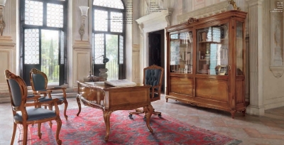 Olasz klasszikus, exkluzív, elegáns, minőségi bútor, íróasztal, könyves szekrény